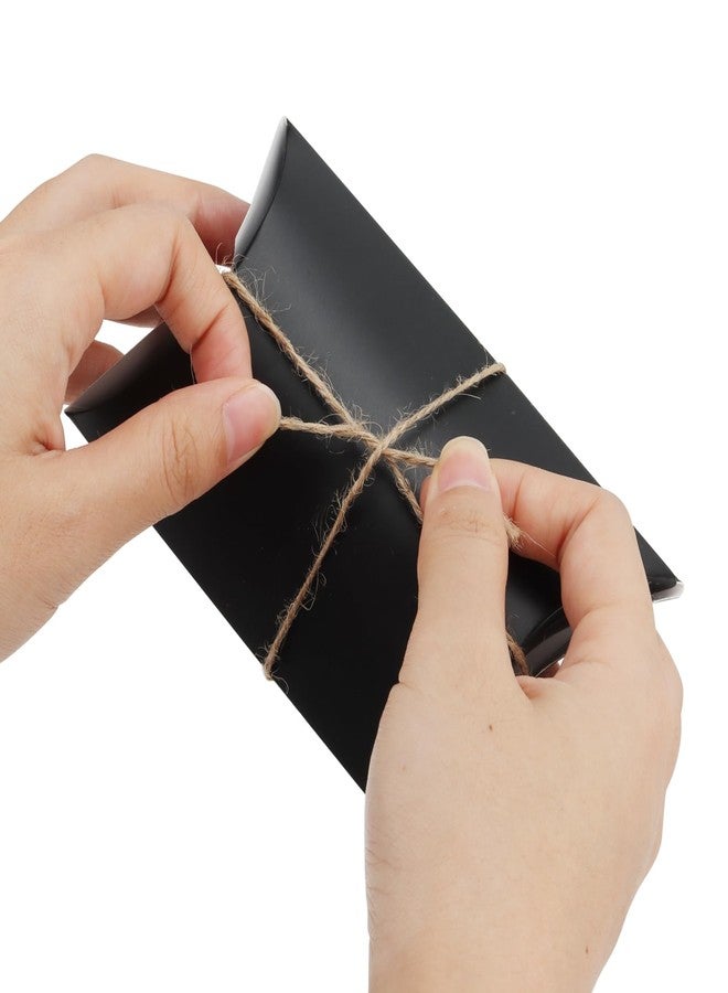 MANCHAP 100Pcs 5 x 3.4 Inch Black Pillow Boxes with Jute Twines, Large Cardboard Pillow Box, Pillow Candy Favor Box for Birthday, Wedding, Parties - Image 4